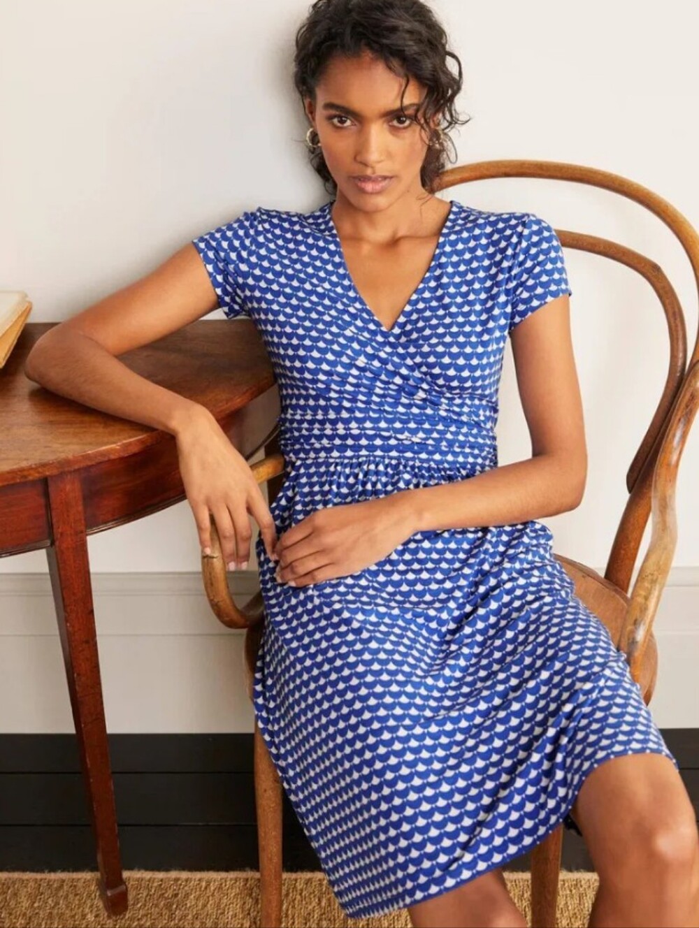 Lola Scallop Print Jersey Wrap Dress - US 4/UK 8